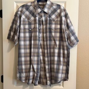 Stetson Men's Plaid Button-Down Shirt - Gray and Brown